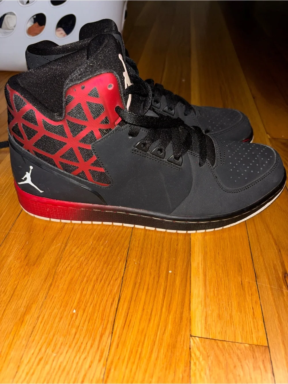 2015 Jordan Men's Black and Red High-Top Basketball Sneakers